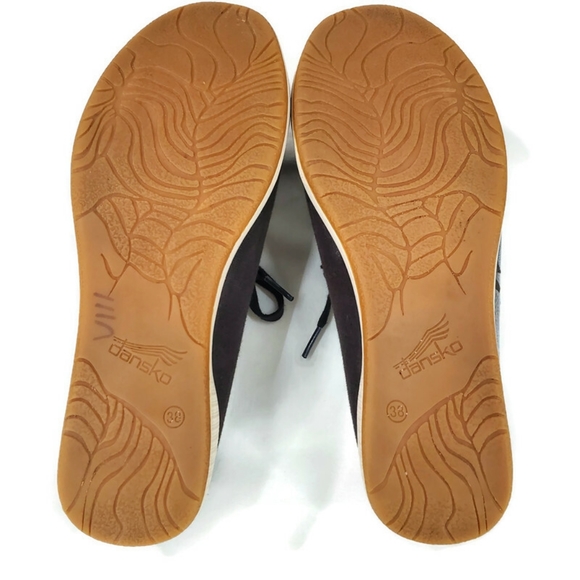 Dansko Olisa Brown Canvas and Suede Silver Metallic Floral Print Sneakers EU 38 - Picture 9 of 11